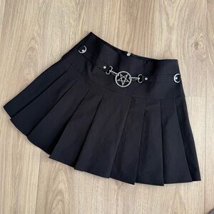 Killstar black pleated mini skirt pentagram
